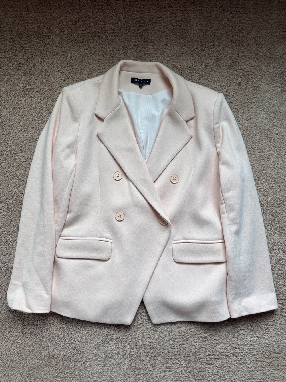 Gibsonlook Double-Breasted Blazer Jacket - Pale Blush